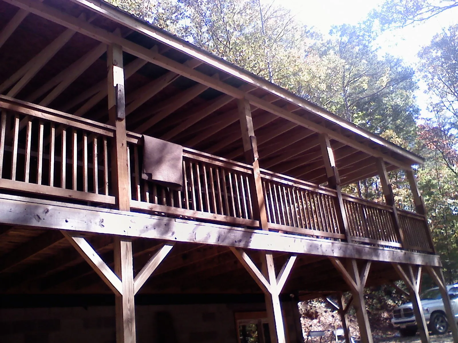 Timber framing under a new elevated porch and deck — Roof Leak Repair in Brooks by Roofing Brothers